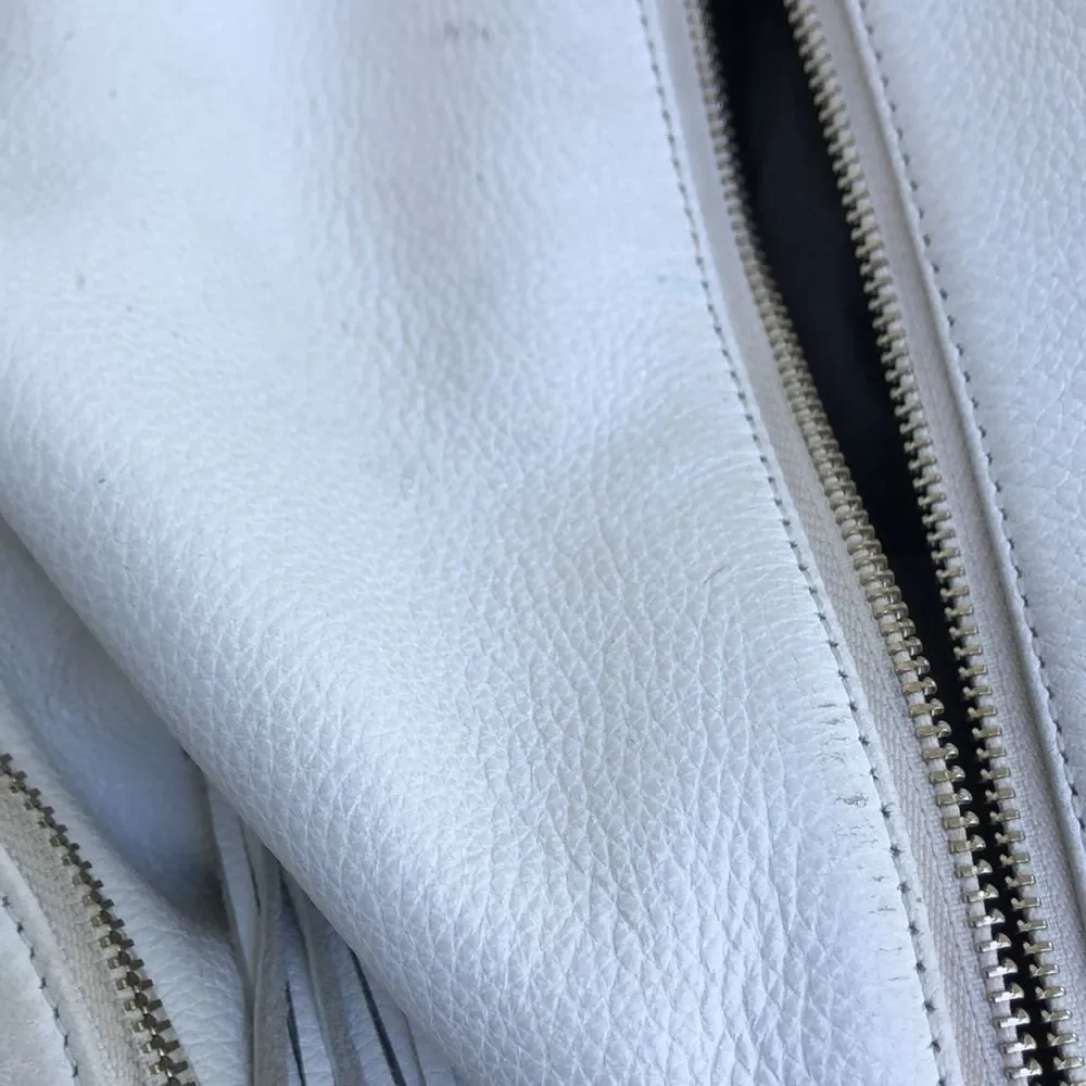 Rebecca Minkoff White Leather Fringe Backpack